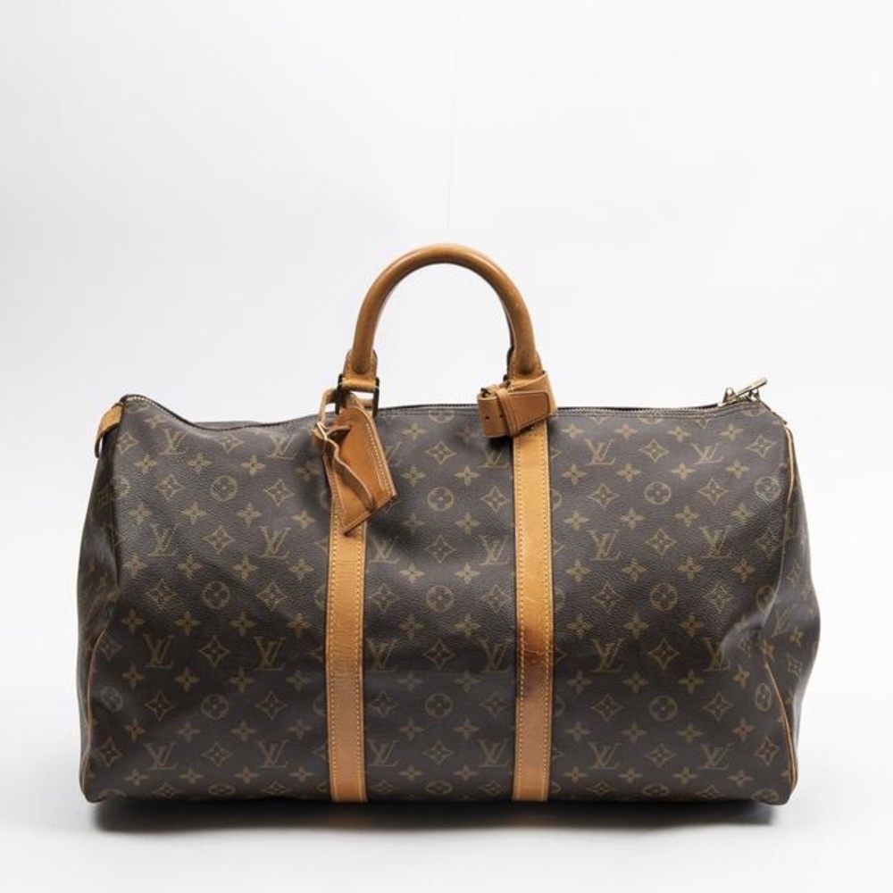 Authentic Louis Vuitton Monogram AB Keepall 50 Duffle Bag.
